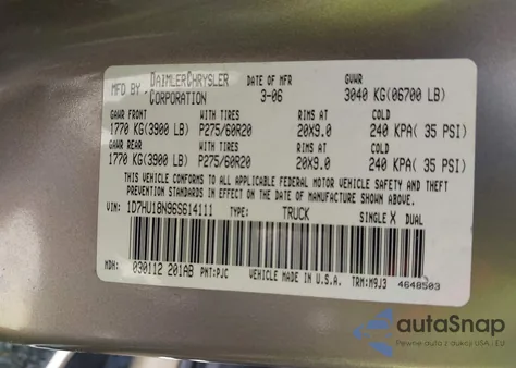 2006 Dodge Ram 1500 Slt/Trx4 Off Road/Sport from USA, damaged, VIN 1D7HU18N96S614111